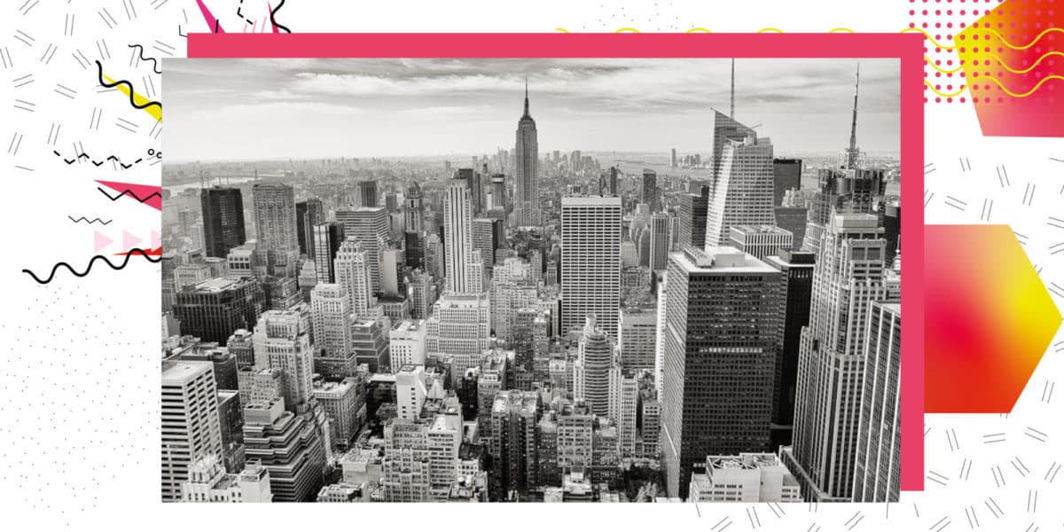 New York City Skyline in schwarz-weiß