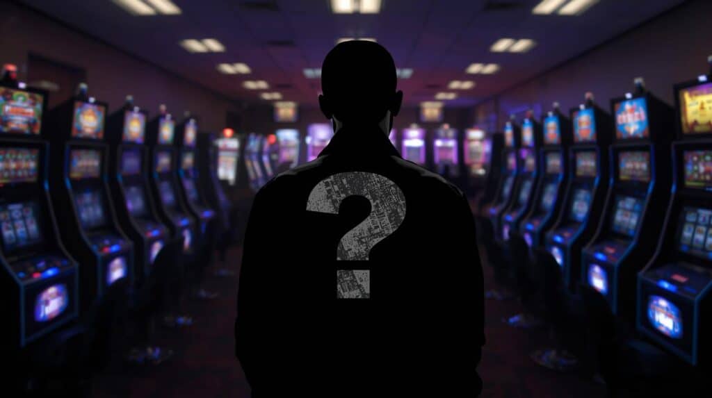 Anonyme Person in einer Spielhalle